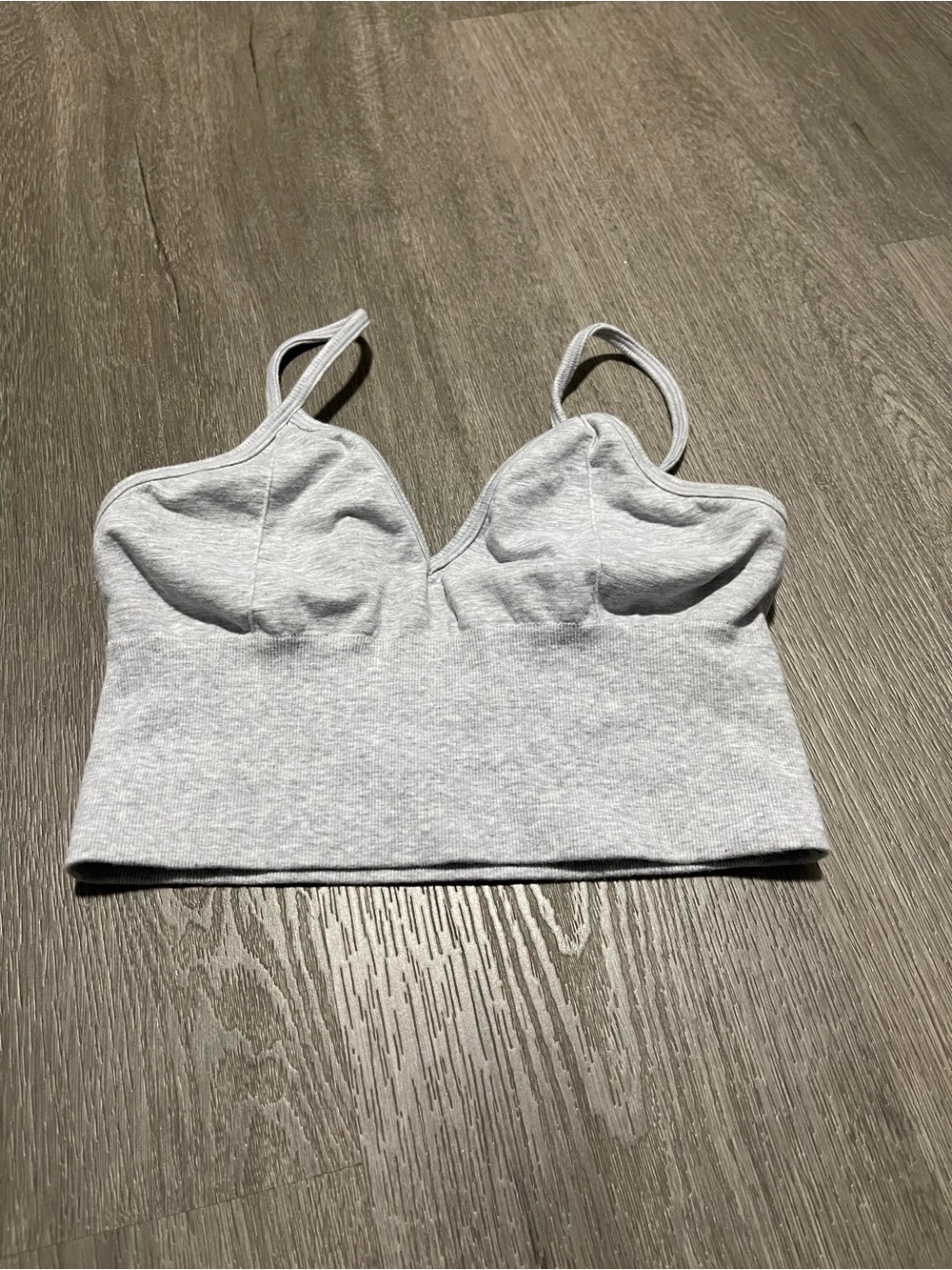 ALO Yoga Light Gray Ribbed Crop Bralette